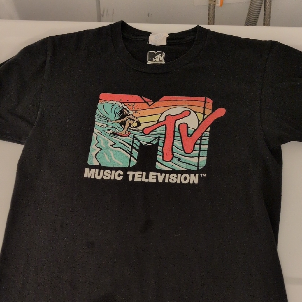 MTV Black Tee with Vibrant Logo
